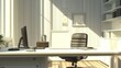 © Zeva - Sunlit office, desk, computer, chair, bookshelves, work