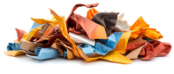 Poster - Colorful crumpled paper art display creative workshop mixed media studio environment close-up view artistic expression
