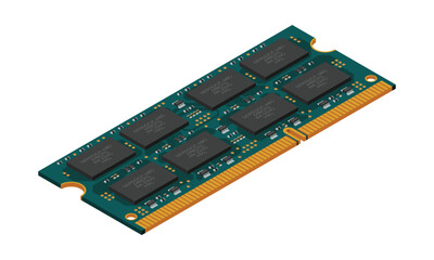 Leinwandbilder - Isometric random access memory. RAM memory realistic 3d isometric. Computer hardware components. Vector illustration
