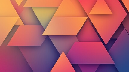 Poster - Minimalist overlapping triangles in gradient sunset hues