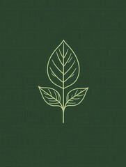 Poster - stylish minimalist basil leaf logo showcasing clean geometric lines and fresh green tones for herbal