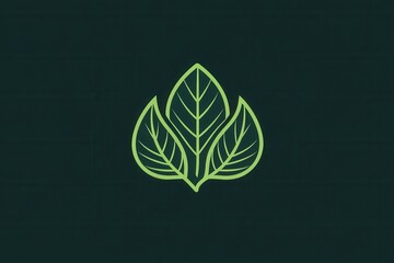 Poster - Minimalist basil leaf logo design featuring geometric and clean line art in fresh green tones for herbal branding