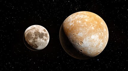 Poster - a dynamic space composition featuring a vibrant earth and its companion moon in deep space.