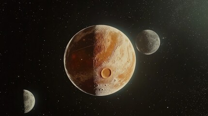 Poster - A dynamic space composition featuring a vibrant Earth and its companion Moon in deep space.