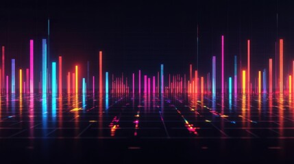 Poster - A colorful, neon-lit cityscape with a variety of different colored lights