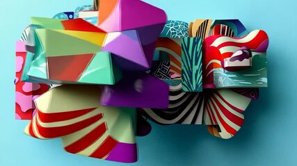 Abstract colorful 3D typographic design.