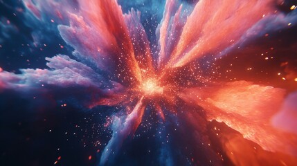 abstract nebula explosion with vibrant colors and glowing particles effect