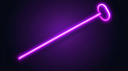 Poster - Neon Light Stick with Circular End on Dark Background