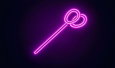 Poster - Neon Scissors Icon on Dark Background in Vibrant Pink Glow