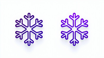 Poster - Two Stylized Snowflakes with Purple Neon Glow on White Background