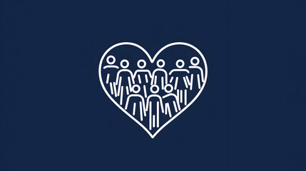 Poster - Community Spirit Represented by People in Heart Shape Outline