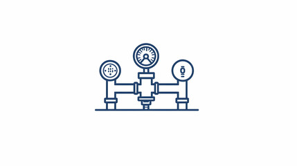 Poster - Industrial Pressure Gauge and Valve System with Three Connections