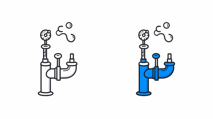 Poster - Colorful Graphic of Industrial Pipe with Gauge and Steam Emission