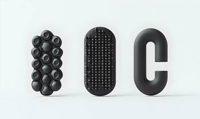 Poster - Modern Abstract Shapes in Black Color on Minimalist Background