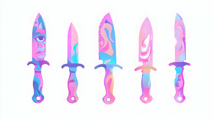 Poster - Colorful Artistic Knives with Unique Designs and Patterns