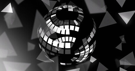 Aufkleber - Image of globe over white shapes on black background