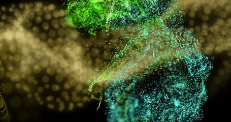 Poster - Image of green shapes moving on black background