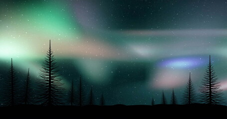Poster - Image of forest over lights moving