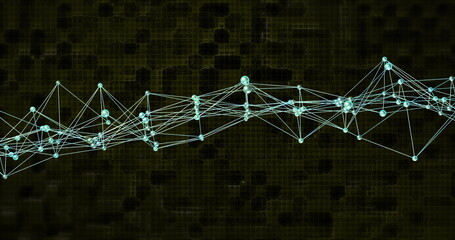 Poster - image of network of connections and shapes on black background