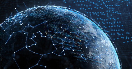 Poster - image of network of connections over globe