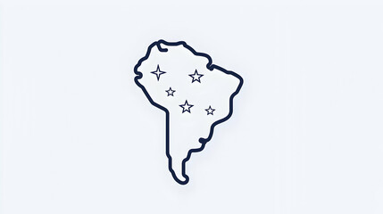 Poster - Outline of South America with Stars Illustration on Minimal Background