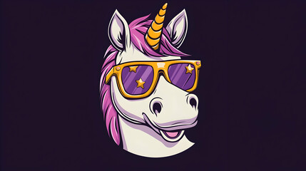 Poster - Cool Cartoon Unicorn with Sunglasses and Vibrant Pink Mane Design