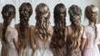 © Ivan - Elegant hairstyles for girls showcased at a special event in a charming indoor setting. Generative AI