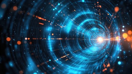 Fototapete - Abstract Digital Tunnel, A Journey Through Cyberspace