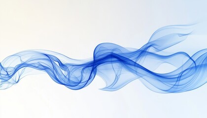 Poster - Abstract Flowing Blue Smoke Effect With Smooth, Undulating Curves On A White Background