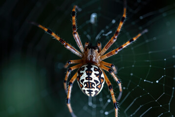 spider with intricate body pattern on its web