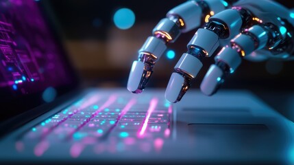 Poster - Robotic Hand Typing on Laptop, AI and Technology