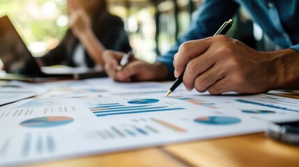 Poster - Business Meeting, Analyzing Data and Charts