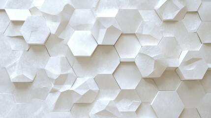 Poster - White hexagonal texture wall background design