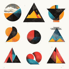 Poster - Abstract Geometric Shapes: Triangles, Circles, Modern Design, Vector Art, Texture