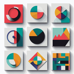 Poster - Abstract Geometric Colorful Charts, Minimalist Design, Business Data, Finance Concept