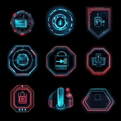 Poster - Futuristic HUD elements, digital interface, sci-fi UI design, glowing graphics