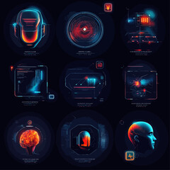 Poster - Digital Brain, AI, Futuristic Technology, Cyber Mind, Neural Network, Innovation