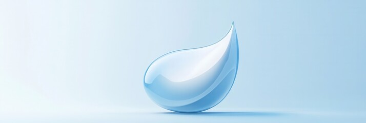 Poster - Minimalist milk drop logo design in soft blue and white tones featuring smooth curves for modern dairy branding