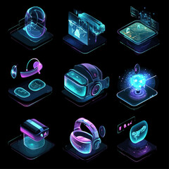 Poster - Futuristic Tech Devices Set, Isometric Render, Digital Transformation