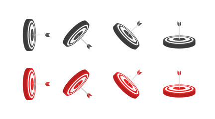 Poster - Flat linear icons set of targets with arrows vector.