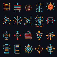 Poster - Abstract digital data circuits and diagrams on dark background