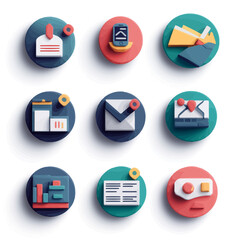Poster - Abstract digital icons for notification, communication, and data analysis.