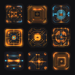 Poster - Futuristic Glowing Circuit Boards on Dark Background, Digital Technology
