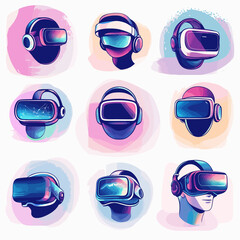 Poster - VR Headset Illustrations: Colorful Abstract Technology Concept
