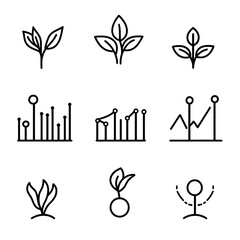 Poster - Growth and Data Set Icons, Plants and Charts Set, Business and Finance