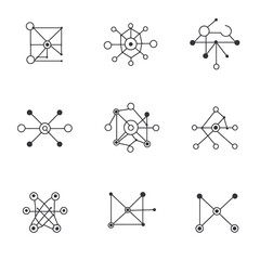 Poster - Abstract geometric pattern set, line art illustration, network, connection, design.