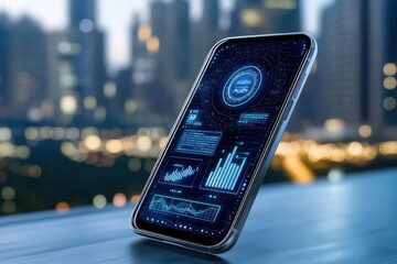 Leinwandbilder - A smartphone with an AI integration interface displaying data and AI integration on the screen