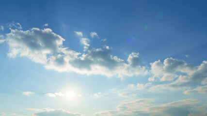Wall Mural - beautiful blue sky with soft white clouds timelapse for abstract background