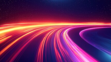 Poster - Vibrant light trails create dynamic motion in a nighttime cityscape