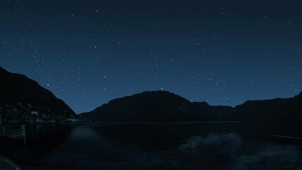 Wall Mural - a night sky panorama with stars and moon